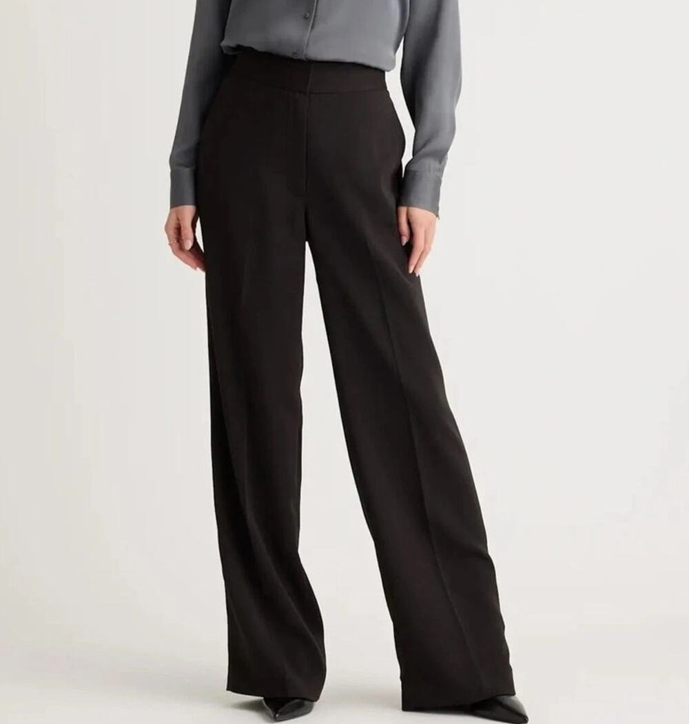 Quince Black Stretch Crepe Classic Trouser Pants Professional Officewear Size 10